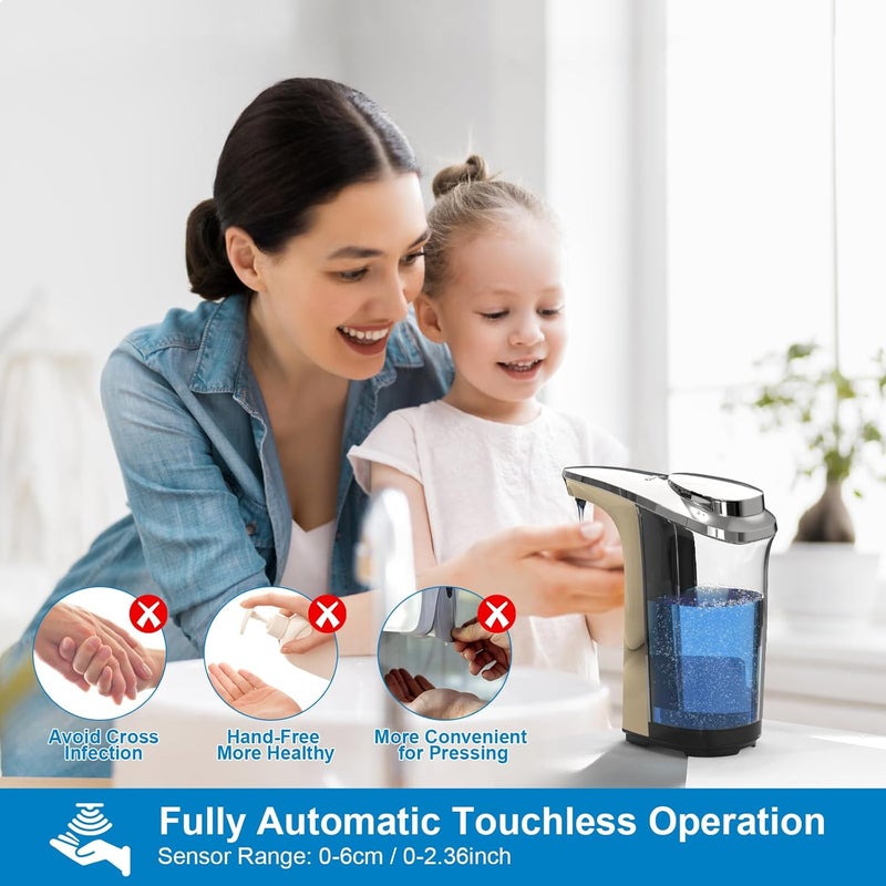 PZOTRUF Automatic Soap Dispenser, Touchless Dish soap Dispenser 17oz/500ml with Upgraded Infrared Sensor, 5 Adjustable Soap Dispensing Levels, Liquid Hand soap Dispenser for Bathroom & Kitchen - Image 2